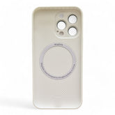 Husa din sticla Premium AG Glass MagSafe - Silver White